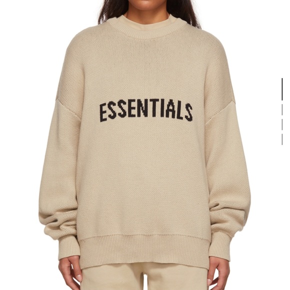 ESSENTIALS FOG SSENSE EXCLUSIVE BEIGE KNIT PULLOVER SWEATER BNWT - Picture 6 of 7